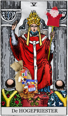 tarotkaart de hogepriester speelt voor sinterklaas