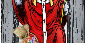 sinterklaas tarotlegpatroon gebaseerd op tarotkaart De Hogepriester