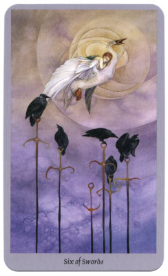 tarot kaart zwaarden 6 shadow scapes
