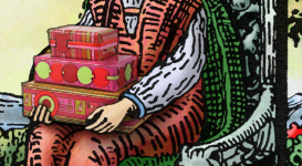 tarot pentakels koningin met geschenken