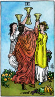 tarotkaart kelken drie klein