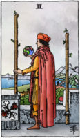 tarotkaart staven 2 klein