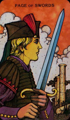 Morgan Greer Tarotkaart Zwaarden Page