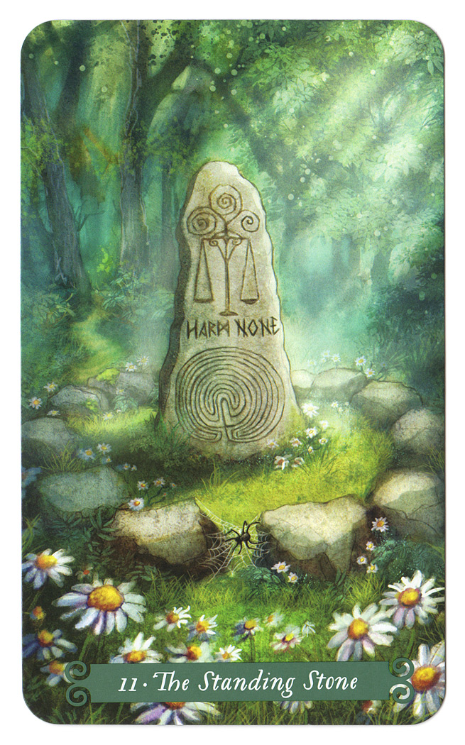 tarotkaart De Staande Steen (Gerechtigheid) Green Witch Tarot
